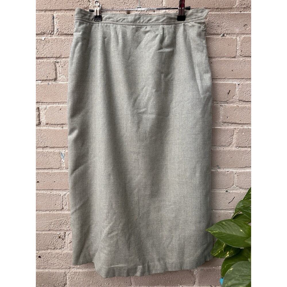Vintage 90s Y2K Pencil Skirt Gray Wool Lined 29” Waist M Academia Secretary